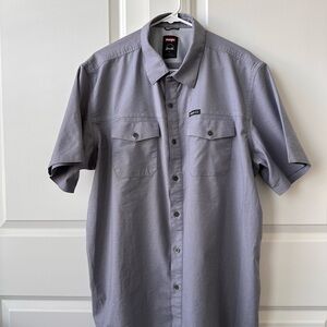 Wrangler Men’s XL Regular Fit Gray Casual Button Down Shirt Short Sleeve